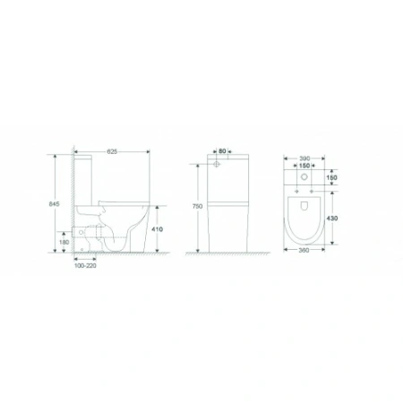 Напольный унитаз-компакт безободковый Terminus Аврора 625х390 белый
