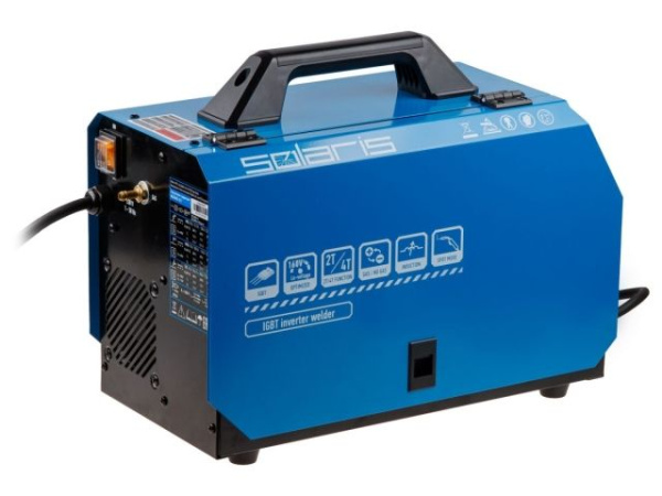 Полуавтомат сварочный Solaris MULTIMIG-221 (230В, MIG/SPOT/FLUX/MMA/TIG, евроразъем, горелка 3 м, смена полярности, 2T/4T, рег.индуктивн.)