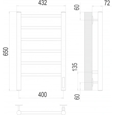 Полотенцесушитель Terminus Аврора П6 400х650 электро