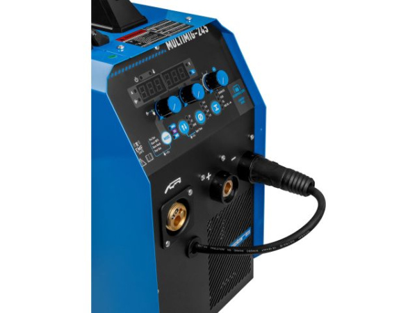 Полуавтомат сварочный Solaris MULTIMIG-245 (230В, MIG/FLUX/SPOT/MMA/TIG, евроразъем, горелка 3 м, смена полярности, 2T/4T, рег-ка индуктивн.)