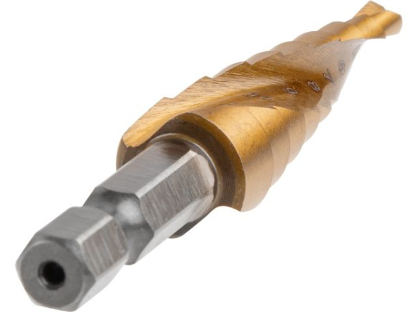 Сверло по металлу ступенчатое 4-12 мм HSS TIN GEPARD (спиральный профиль)