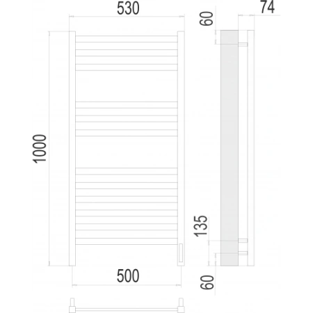 Полотенцесушитель Terminus «Енисей» П12 500x1000 электро