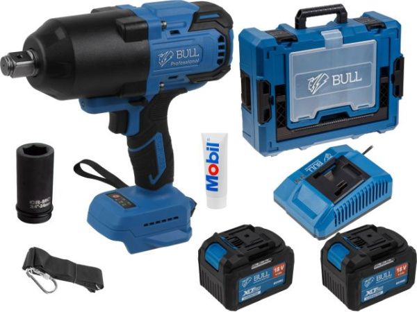 Аккум. ударный гайковерт BULL SC 1810 Xcase, XLTpro, БЕСЩЕТ., 18 В, 1500 Н*м, 3/4", 2х6 А*ч, з/у 6 А (Масса: 3,92 кг,)